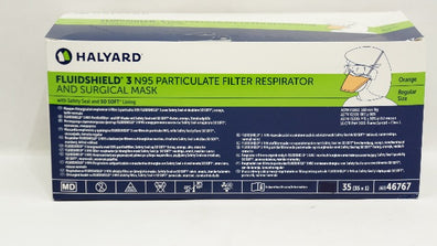 Halyard 46767 FLUIDSHIELD 3 N95 Filter Respirator & Surgical Mask - Box of 35